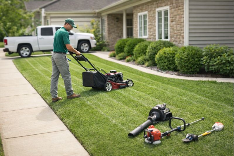 Freshly cut lawn with clean lines
